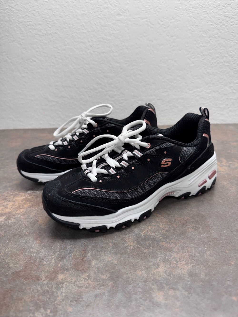Skechers Women's Black Sneakers with Pink Accents